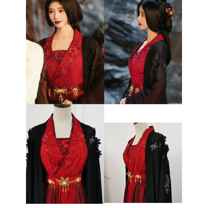 Cosplay Anime Black - Disfraz Hanfu negro y rojo de