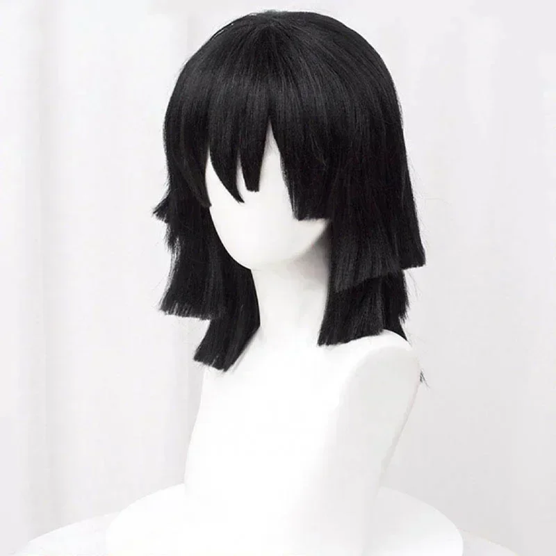 Peluca de Cosplay Iguro Obanai - Cosplay Anime Black Hair reseña y precio