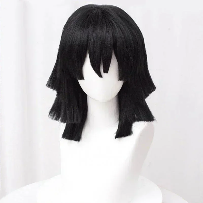 Peluca de Cosplay Iguro Obanai - Cosplay Anime Black Hair reseña y precio