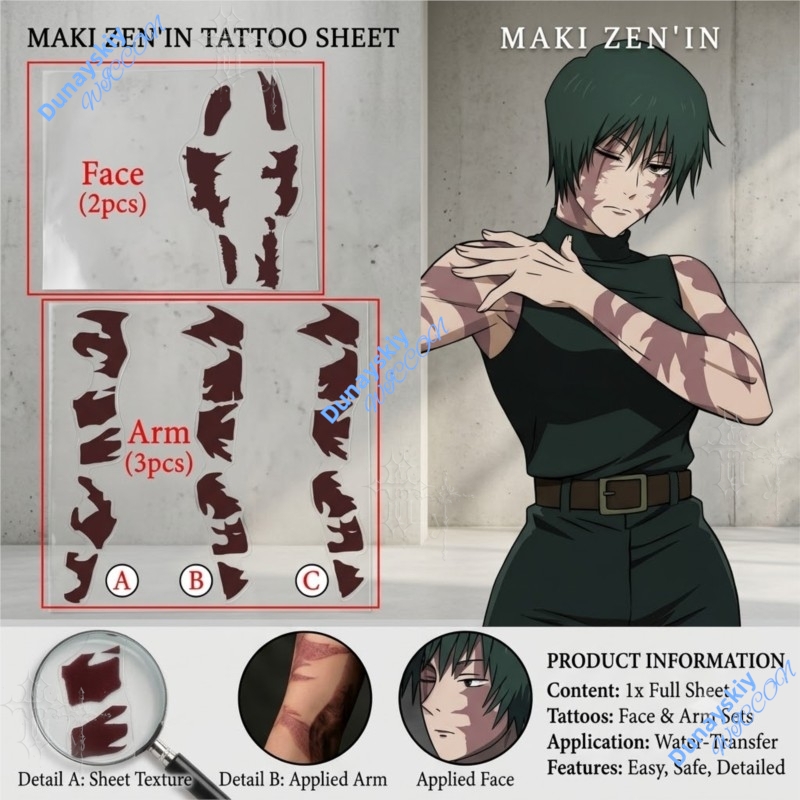Calcomanías de tatuajes tempor - Anime Cosplay Jujutsu reseña y precio